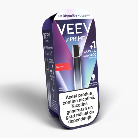Kit dispozitiv Slick Black + capsulă pentru țigară electronică Strawberry 1.8%, 20mg/ml nicotină, 1400 puffs