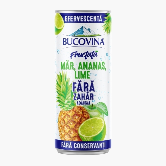 Apă minerală cu aromă de măr, ananas și lime, fără zahăr adăugat, 330ml