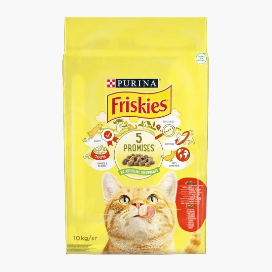 Hrană uscată pentru pisici adult, 10kg, cu vită, pui și legume