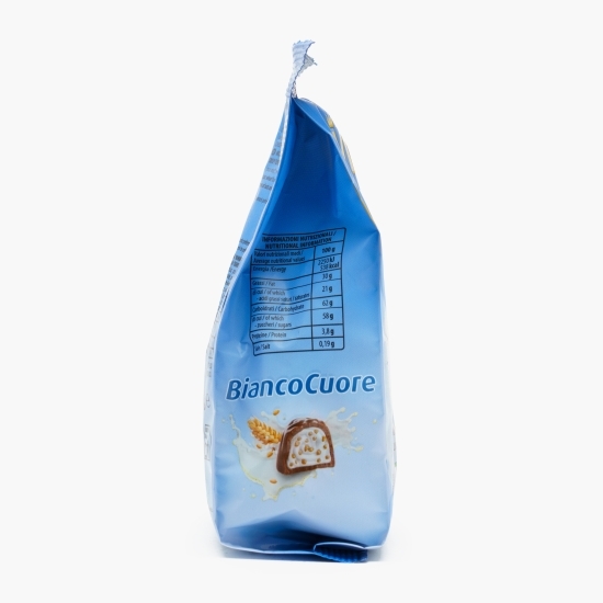Praline de ciocolată cu umplutură de lapte și cereale Bianco Cuore 125g