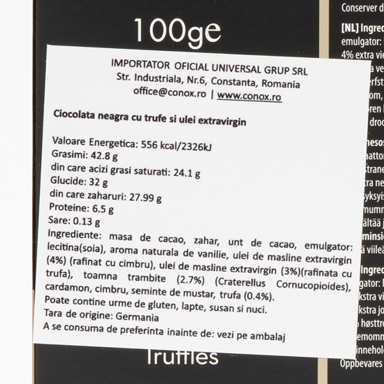 Ciocolată neagră cu trufe și ulei extravirgin 100g