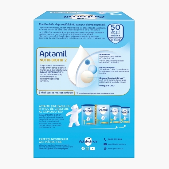 Lapte praf Nutri-Biotik 2, 6-12 luni, 2x600g (1.2kg)