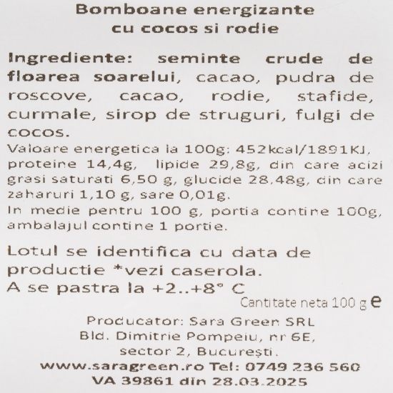 Bomboane energizante cu cocos și rodie 100g