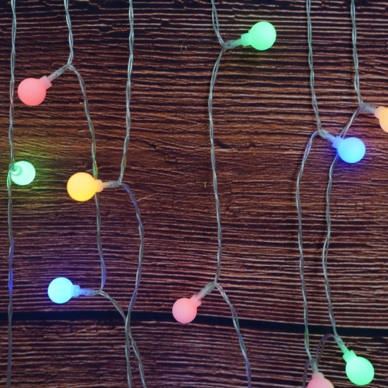 Instalație Crăciun, 3.5m, 30 de LED-uri, multicolor RGB, model cu biluțe, liniară, cu baterie
