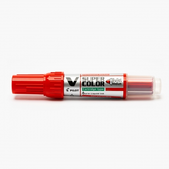 Marker permanent VSuper Color, 4.5 mm, vârf rotund, roșu