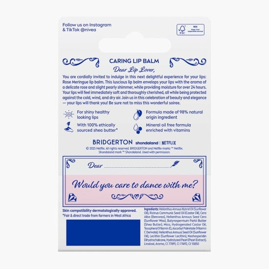 Balsam de buze Rose Meringue, ediție limitată Bridgerton 4.8g