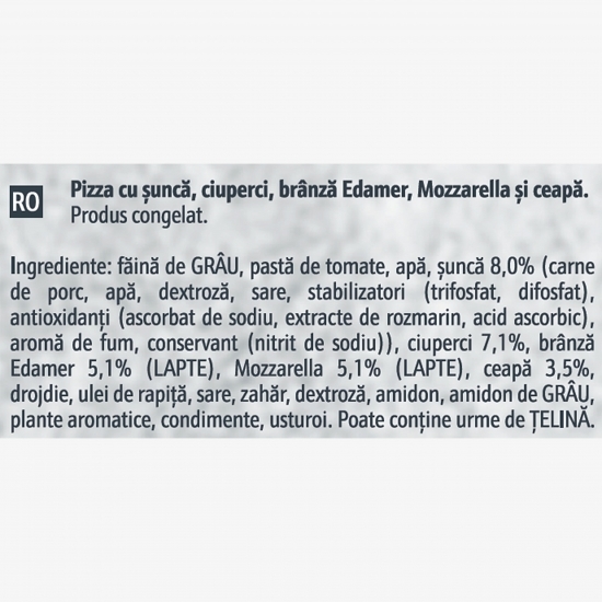 Pizza cu șuncă și ciuperci 425g