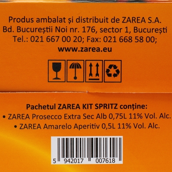 Kit cocktail Spritz: Lichior Amarelo Aperitif, 11%, 0.5l + Prosecco extrasec alb, 11%, 0.75l