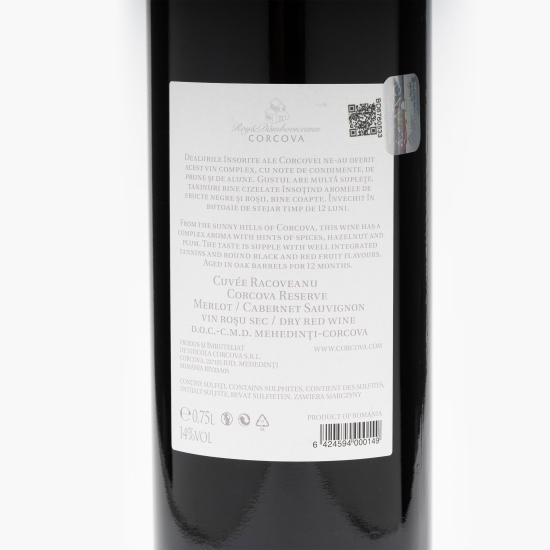 Vin roșu sec Cuvee Racoveanu Merlot & Cabernet Sauvignon, 14%, 0.75l