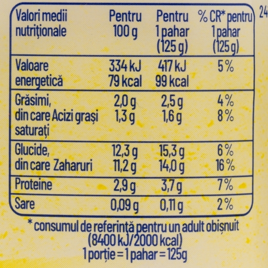 Iaurt cu gust de banane 125g