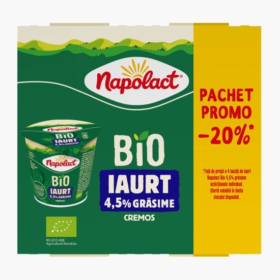 Iaurt cremos eco 4.5% grăsime, Pachet promo -20%, 4x140g