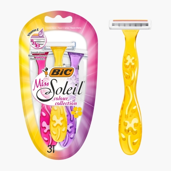 Aparat de ras pentru femei Miss Soleil Colour Collection, 3 lame, 3 buc