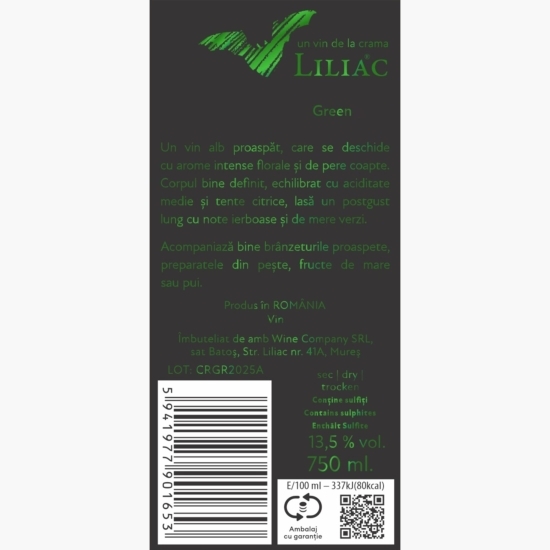Vin alb sec Crepuscul Green, 13.5%, 750ml