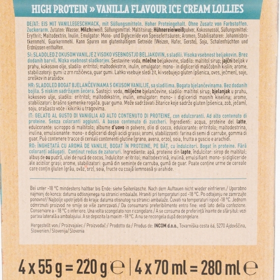 Înghețată pe băț High Protein cu aromă de vanilie 280g