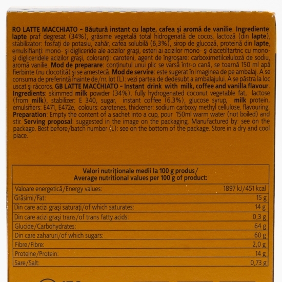 Băutură instant Latte Macchiato plicuri 8x22g