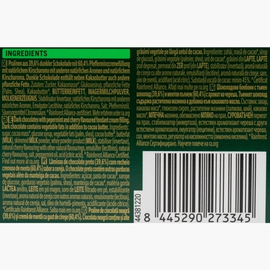 Praline de ciocolată neagră cu mentă și cireșe 200g