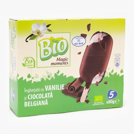 Înghețată eco vanilie și glazură cioco belgiană 5x100ml