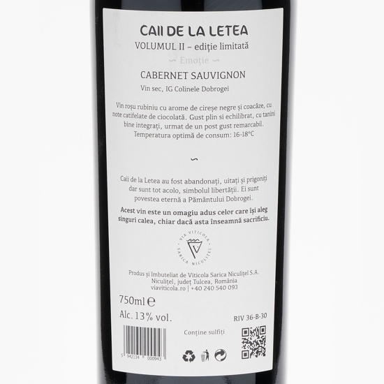Vin roșu sec Cabernet Sauvignon Vol II, 13%, 0.75l