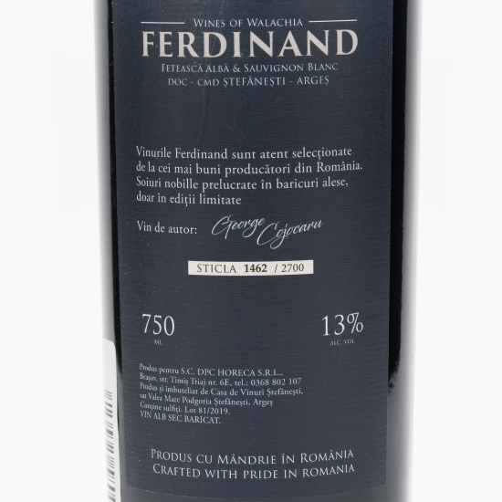 Vin alb sec Ferdinand Fetească Albă & Sauvignon Blanc, 13%, 0.75l