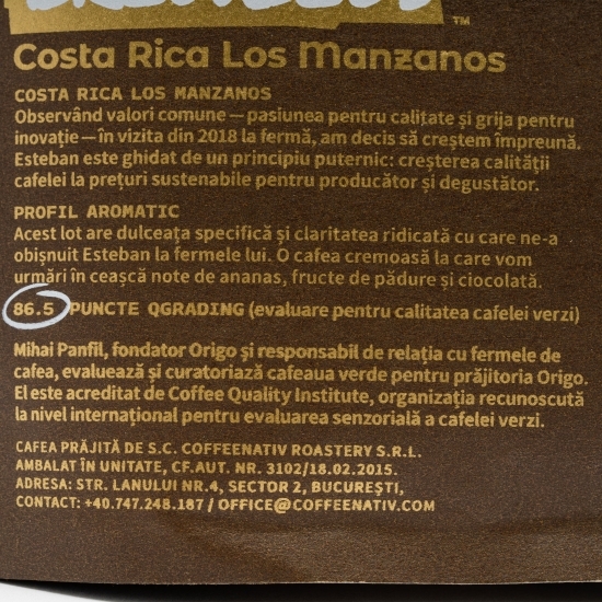 Cafea prăjită Costa Rica Los Manzanos 250g