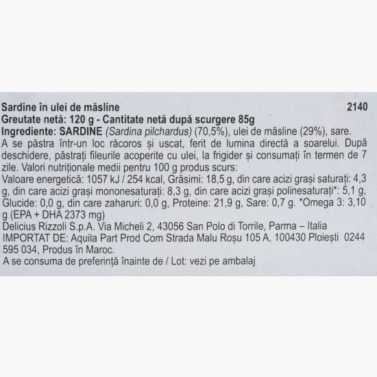 Sardine în ulei de măsline 120g