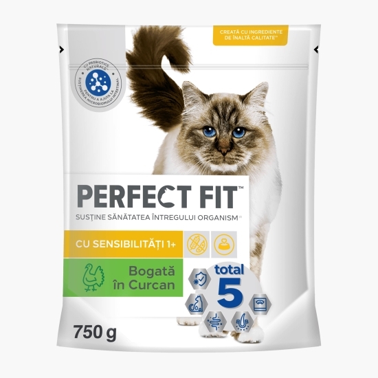 Hrană uscată pentru pisici sensibile adulte, 750g, curcan