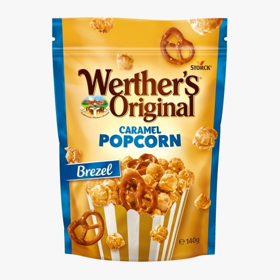 Popcorn cu glazură de caramel, sare de mare și covrigei 140g