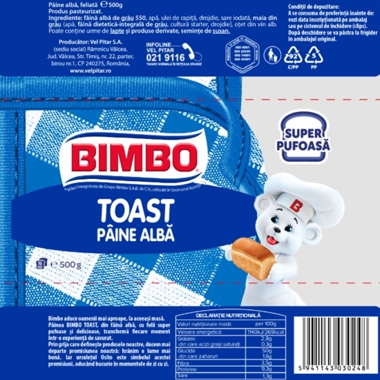 Pâine albă Toast 500g