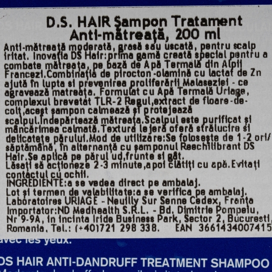 Șampon tratament antimătreață DS Hair 200ml