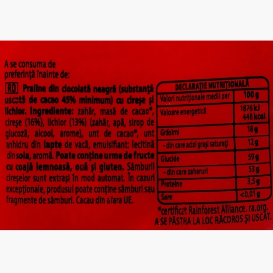 Praline din ciocolată neagră cu cireșe și lichior Il Boero 125g
