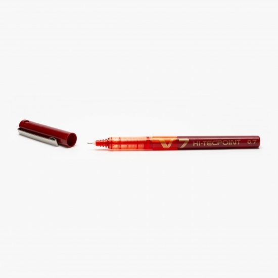 Roller reîncărcabil V7 Hi-Tecpoint 0.7 mm, vârf mediu, roșu
