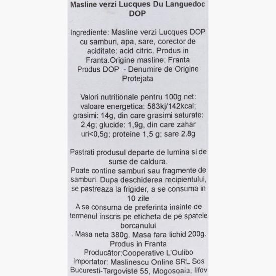 Măslinescu - Măsline verzi DOP 380g