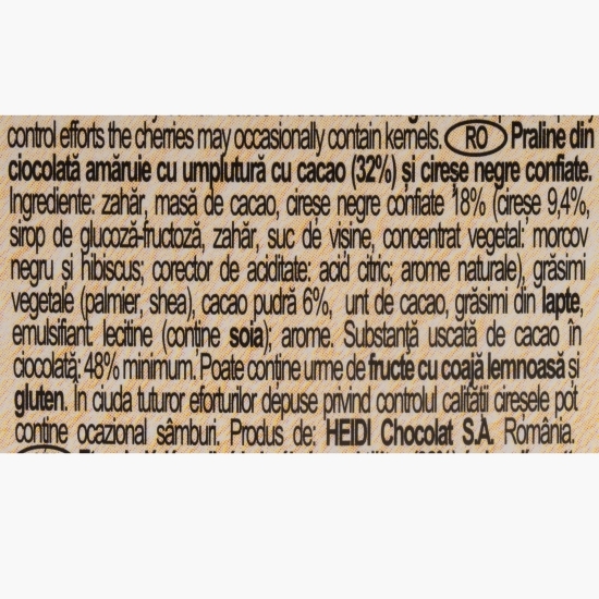 Praline din ciocolată amăruie cu cireșe 120g