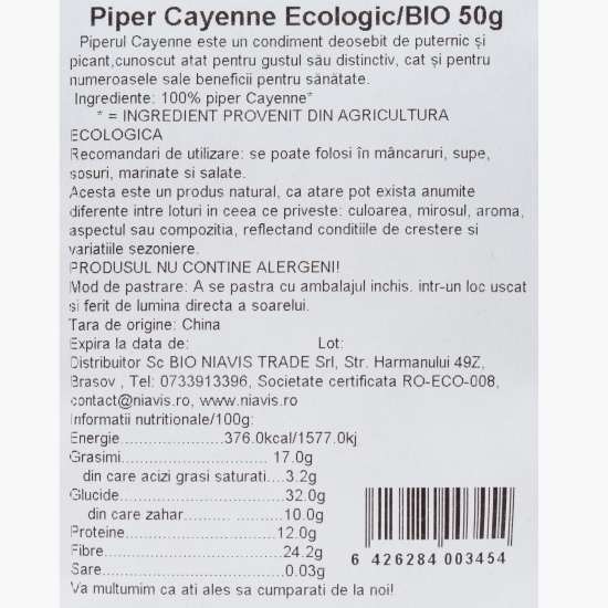 Piper Cayenne ecologic 50g