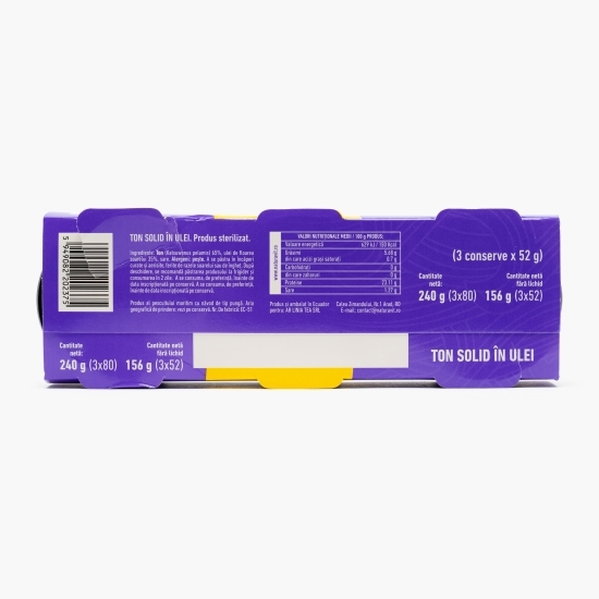 Ton solid în ulei vegetal 3x80g