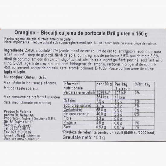 Biscuiți cu jeleu de portocale fără gluten Orangino 150g