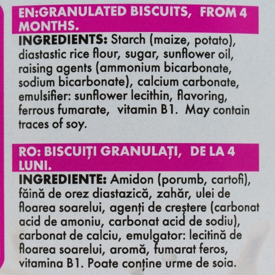 Biscuiți granulați pentru copii, fără gluten, +4 luni, 400g