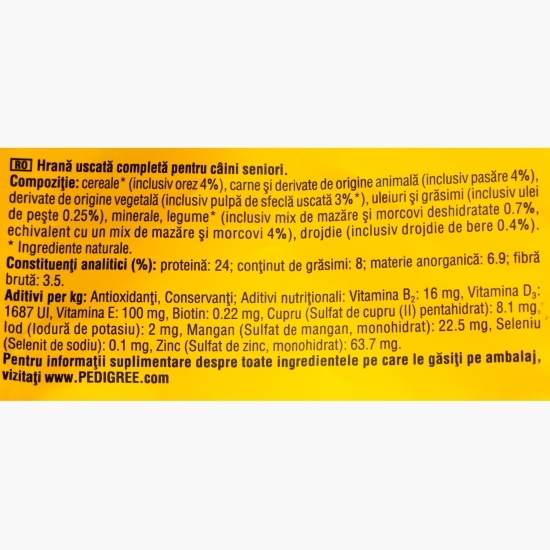 Hrană uscată pentru câini seniori, 3kg, cu pasăre și legume