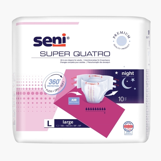 Scutece adulți Super Quatro, mărime L, 10buc