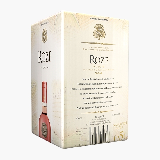 Vin rose sec, 14.5%, bag in box 5l