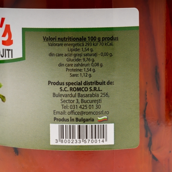 Ardei capia copți și decojiți în oțet 680g