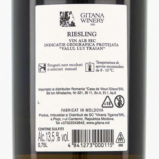 Vin alb sec Riesling Rezerva, 13.5%, 0.75l