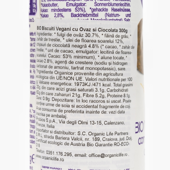 Biscuiți eco vegani cu ovăz și ciocolată 300g