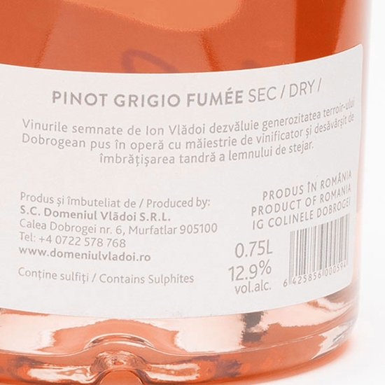 Vin rose sec Ion Vlădoi Pinot Grigio Fumee, 12.9%, 0.75l