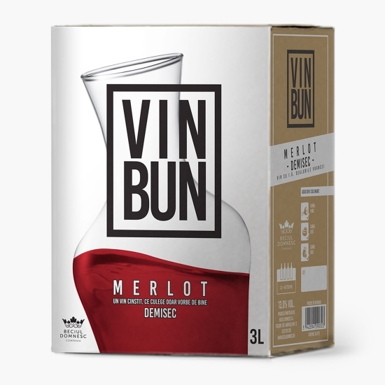Vin roșu demisec Merlot, 13%, 3l
