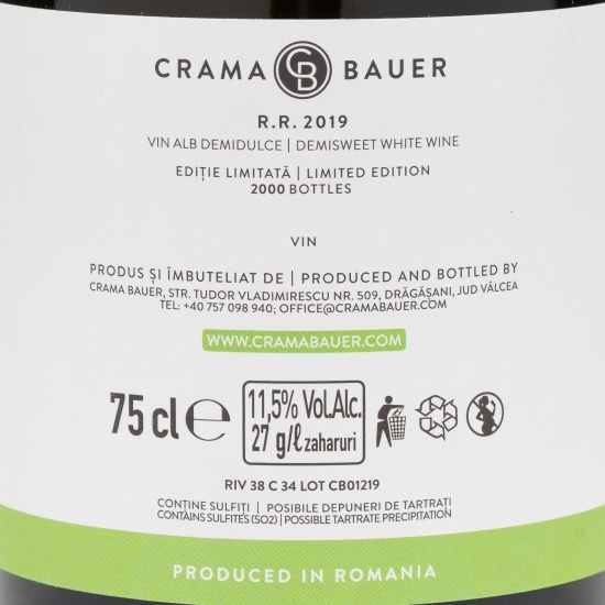 Vin alb demidulce Riesling de Rhin 2019, 11.5%, 0.75l