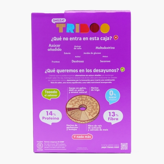 Cereale BIO inelușe cu cacao Triboo, fără zahăr adăugat 300g