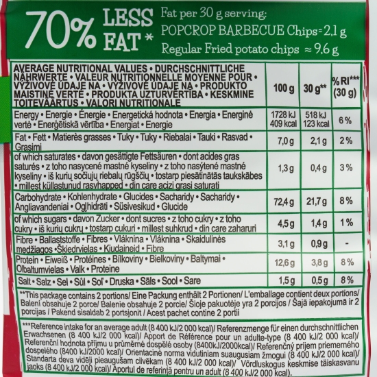 Chipsuri cu proteină de mazăre și aromă de barbecue, fără gluten 60g
