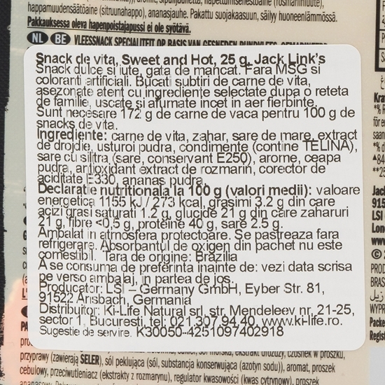 Chipsuri de vită Sweet and Hot, Beef Jerky 25g