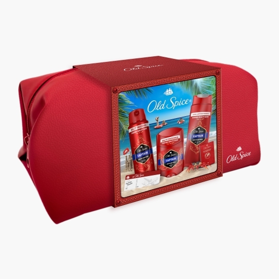 Set Cadou Captain cu geantă de călătorie (deodorant stick Captain 50ml, spray Nightpanther 150ml, gel de duș Nightpanther 250ml)